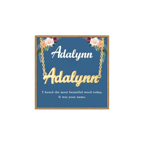Ldurian Custom Name Necklace, Personalized Name Plate Pendant Necklace Pre Gifts, Charm Pre-made Jewelry for Mom Mama Birthday Anniversary - size: 6 Adalynn