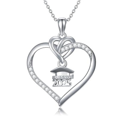 Graduation Gifts for Women 925 Sterling Silver Compass/Graduation/Vet/Cross/Stethoscope Necklace for Women - color: Graduation-Happy