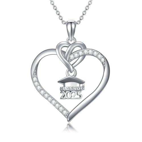 Graduation Gifts for Women 925 Sterling Silver Compass/Graduation/Vet/Cross/Stethoscope Necklace for Women - color: Graduation-Happy