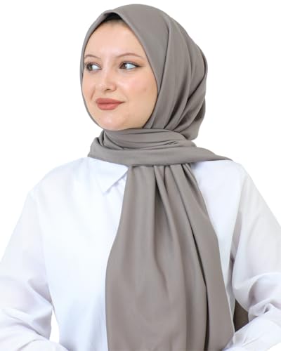 Prien Hijab For Women Muslim Lightweight Scarf Head Scarves For Girls Islamic Long Headscarf Chiffon Shawl Prayer Set Ramadan - color: Deep Mink