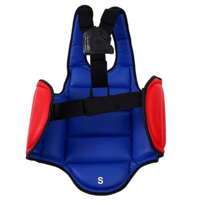 Reversible Karate Sparring Chest Guard, Taekwondo Boxing MMA Martial Arts Muay Thai Kickboxing Training Body Protector - color: Red/Blue, size: X-Small
