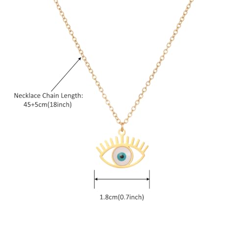 Stainless Steel Hebrew CHAI Necklace | Hand of Fatima Pendant | Turkish Evil Eye Charm | Israel Map Blessing Necklace | Protection Jewelry for Women men Include a Gift Box - color: Gold-Eye-1250