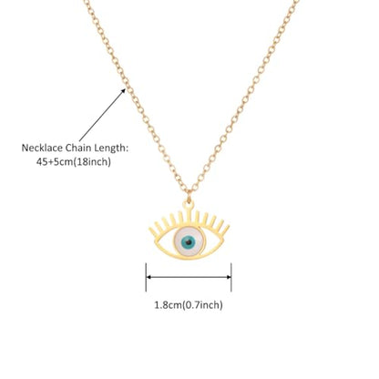 Stainless Steel Hebrew CHAI Necklace | Hand of Fatima Pendant | Turkish Evil Eye Charm | Israel Map Blessing Necklace | Protection Jewelry for Women men Include a Gift Box - color: Gold-Eye-1250