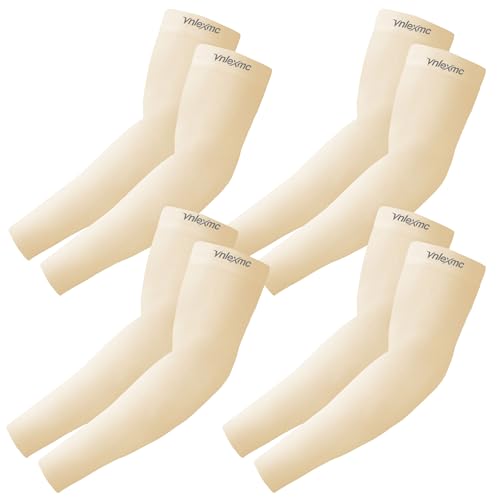 Arm Sleeves Cooling UV Sun Protection Tattoo Cover Up 4 Pk for Men Women - color: 4 Warm Beige