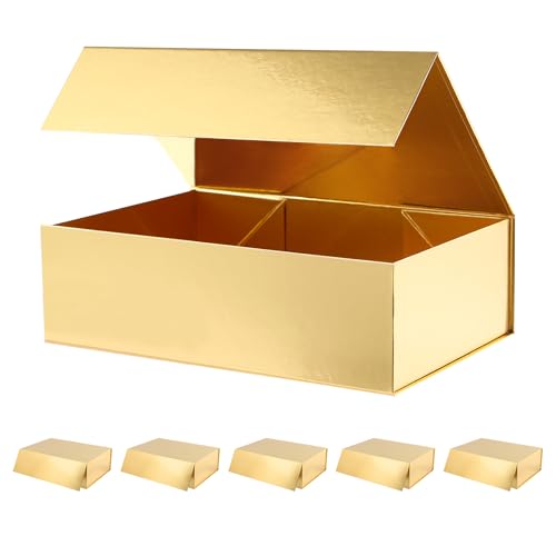 Large Gold Gift Boxes with Magnetic Lids for Present,6 Pack - color: Gold, size: 1 Count (pack of 6)