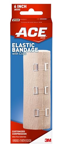 ACE 6 Inch Elastic Bandage with Clips, Beige, Great for Chest and More, 1 Count - size: 6"