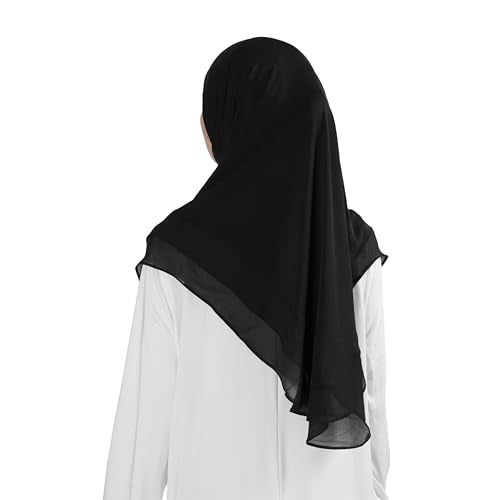 Hijab for Women Muslim Patterned Headscarf Arabian Headscarf Islamic Khimar Prayer Cloth Hijab Scarf for Women - color: Black