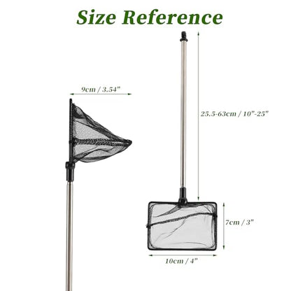 Fish Tank Net, Fine Mesh Aquarium Fish Net, Long Handle Fish Net, Stainless Steel Extendable Handle, Square Aquarium Cleaning Net for Aquarium Accessories - size: 4 inch