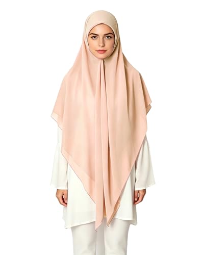 Lina & Lily Premium Chiffon Hijab Head Scarf Shawl Wrap for Muslim Women Square 58'' x 58'' - color: Peach
