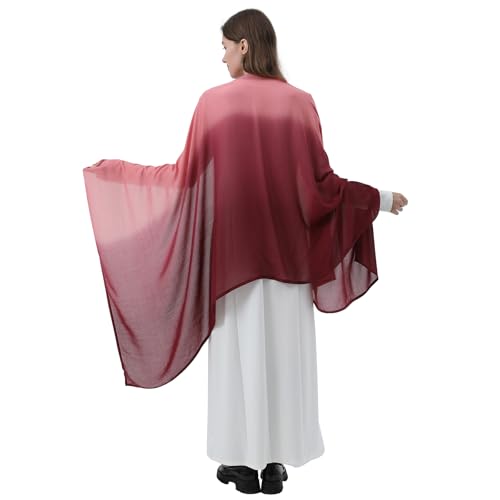 Women Scarf and Shawls, Soft Modal Jersey Scarves, Gradient Long Wrap for Spring Summer and Autumn - color: Purple Rose & Pink