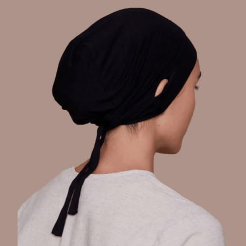 Qianmome 4 Pieces Jersey Drawstring Women Under Hijab Cap With Ear Hole Inner Hijab Cap - color: 4pcs Style a