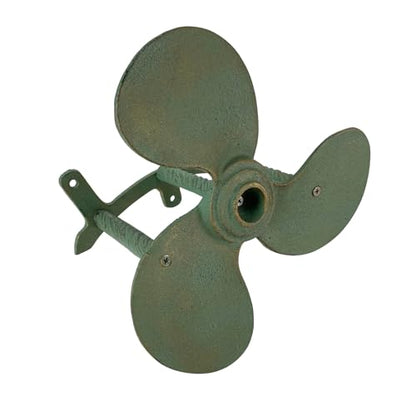 Zeckos Garden Hose Holder Boat Propeller 10.25 Inch Cast Iron Verdigris | Nautical Wall Design, Holds Up to 75 Feet, 6.5 Inch Deep, Three-Bolt Hardware Included - color: Boat Propeller - Green