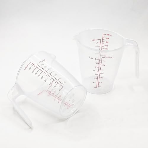 Plastic Measuring Cup 2Pcs 500ML Measuring Mug 8/16oz with Handle Graduated Pitcher for Baking Flour Oil Powder Cooking Kitchen Measure Container (500ML/0.13Gal) - color: 500ML