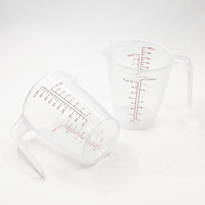 Plastic Measuring Cup 2Pcs 500ML Measuring Mug 8/16oz with Handle Graduated Pitcher for Baking Flour Oil Powder Cooking Kitchen Measure Container (500ML/0.13Gal) - color: 500ML