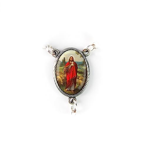 Olive Wood Car Rosary for Rearview Mirror from The Holy Land of Bethlehem - Auto Rosary with Jesus the Good Shepherd Medal & Crucifix Cross Charm - 7" Pocket Rosary Beads for Hanging - color: Jesus the Good Shepherd