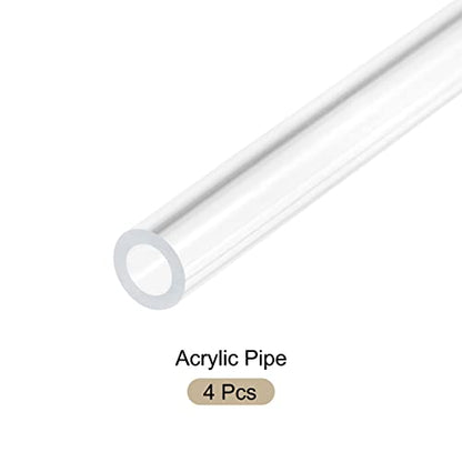 Clear Acrylic Pipe Rigid Round Tubing, [for Aquarium, Crafts, Lighting Tube] - 3/16"x5/16"/12"/4 Pcs - size: 3/16" x 5/16"