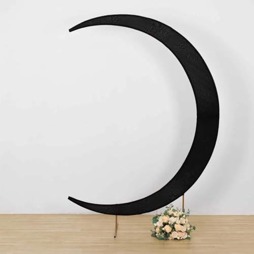 Efavormart 2 Pack Black Spandex Crescent Moon Arch Covers for 7.5ft Stand, Custom Fitted 2-Piece Double-Sided Backdrop Sleeves for Moody Events and Photography - color: Black, size: Cover Set