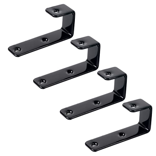 4 Pack Bunk Bed Ladder Hooks, Inside Width 1" Black PVC Coated Metal Bunk Bed Replacement Hardware Brackets, J Heavy Duty RV Ladder Tool with 2 Size Mounting Screws - color: Black, size: 4 Pack