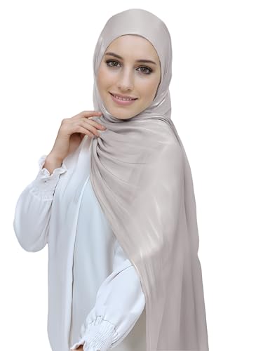 Lina & Lily Sheen Shimmer Women's Crepe Scarf Shawl Wrap Head Hijab Lightweight - color: Light Mink