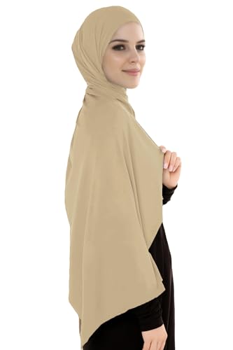 Lina & Lily Breathable Premium Modal Woven Hijab Head Scarf Shawl Wrap for Muslim Women Lightweight - color: Beige