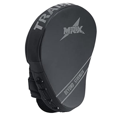 MRX Gel Tech Boxing Hook & Jab Pads MMA Focus Punching Mitts Training Thai Kick Strike Shield Curved Black/White - color: Black/Silver