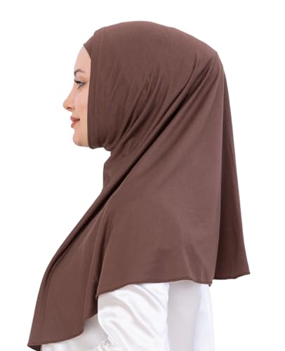 Prien Instant Hijab For Women, Muslim Long Scarf, Undercap Turban Set, Turkish Islamic Clothing, Prayer Clothes For Abaya - color: Brown