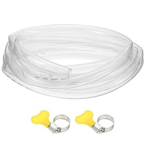 PATIKIL 1pcs Plastic Tubing, 25mm x 30mm x 5M Vinyl Tubing Clear Tube with Hose Clamps, Soft Hose Line Pipe for Multipurpose Industrial Vinyl Aquarium - size: 25mm x 30mm x 5M