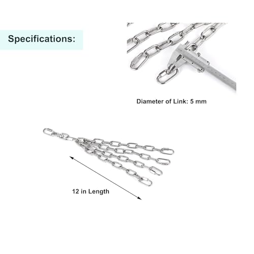 Punching Bag Chain, 304 Stainless Steel Chain & Swivel with Quick Connection Links for Heavy Bag, Boxing Bag