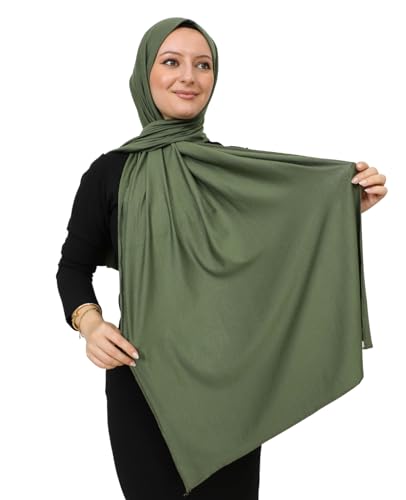 Prien Hijab for Women Viscose Scarf Lightweight Muslim Hijabs Long Shawl Islamic Scarves Turkey Silk Headscarf for Womens - color: Khaki