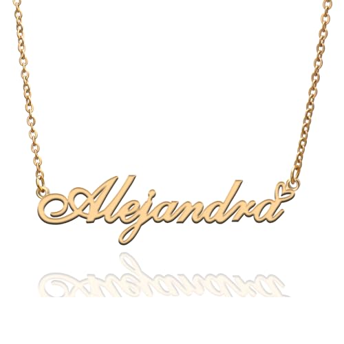 Custom Name Necklace Customized Personalized Plated Necklace for Mother Daughter Friendship Women Valentine's Day Christmas Birthday New Year Party - style: Alejandra Gold