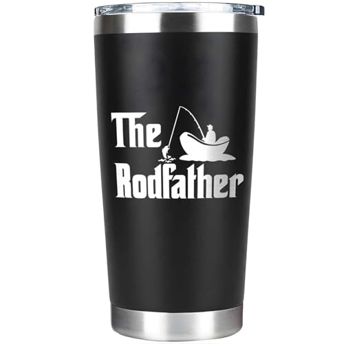 Fishing Gifts for Father - The RodFather Fish Tumbler 20oz Funny Fish Cups - Fishing Cup for Father, Dad - Fathers Day Christmas Birthday Fisherman Gifts - Bass Fisherman Trout Tumbler - color: DadFishing