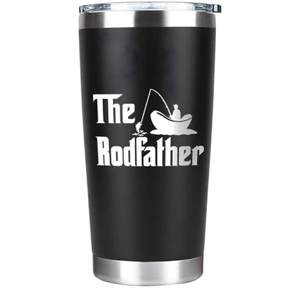 Fishing Gifts for Father - The RodFather Fish Tumbler 20oz Funny Fish Cups - Fishing Cup for Father, Dad - Fathers Day Christmas Birthday Fisherman Gifts - Bass Fisherman Trout Tumbler - color: DadFishing