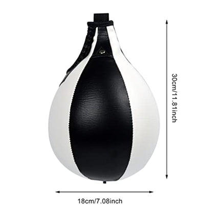 Speed Training Ball Boxing Pear Shape PU Speed Ball Pear Training Speedball Swivel Punch Bag Hanging Swivel Punch Ball for Boxing Punching Exercise(Black,White)