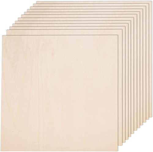 12 Pack 12 x 12 x 1/16 Inch-2 mm Thick Basswood Sheets for Crafts Unfinished Plywood Sheet Square Craft Wood Sheet Boards for DIY Projects, Architecture Models, Engraving, Wood Burning, Staining - size: 12 x 12 inch