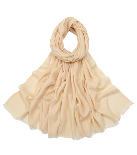 Women's Summer Scarf Lightweight And Soft Bamboo Cotton Headscarf - color: Beige