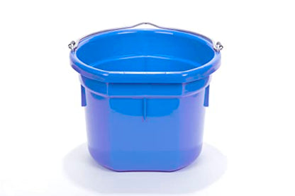 Little Giant® Flat Back Plastic Animal Feed Bucket | Animal Feed Bucket with Metal Handle | Horse Stall Feeding and Watering Supplies (Blue, 8 Quart) - color: Blue, size: 8 Quart