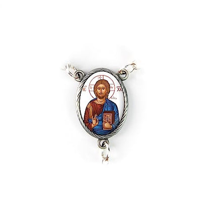 Olive Wood Car Rosary for Rearview Mirror from The Holy Land of Bethlehem - Auto Rosary with Jesus King of the Universe Byzantine Medal & Crucifix Cross Charm - 7" Pocket Rosary Beads for Hanging - color: Jesus King of the Universe Byzantine