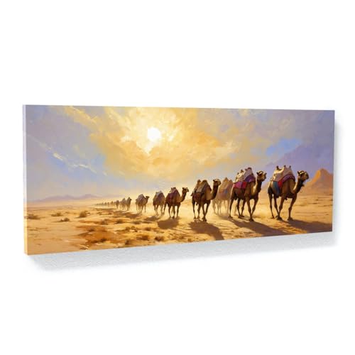 Sense Canvas Islamic Desert Caravan Journey 55 Canvas Art - Home Decor Wall Art Print Poster Painting Small 20x8 / 0.75" - color: Islamic Desert Caravan Journey 55, size: Small 20x8" / 0.75"