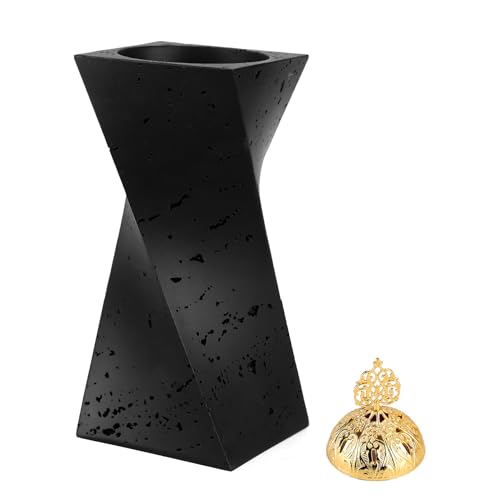 TERSCHELLING Frankincense Resin Incense Burner, Bakhoor Burner,10.62Inches Tall Incense Censer,Charcoal Incense Burner for Yoga, Spa Aromatherapy, Office and Home Decor(Black)