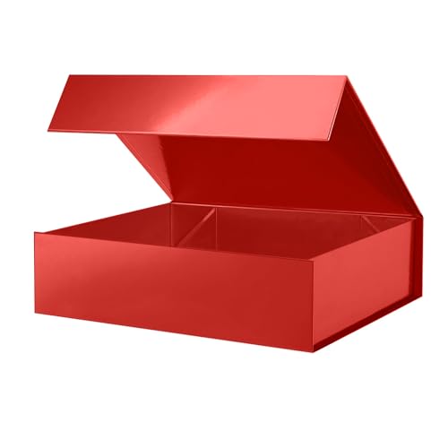 PACKHOME Large Red Gift Box 13.5x10x3.5in Magnetic Lid for Shirt - color: 13x9.7x3.4 Inch-Red-Pack of 1