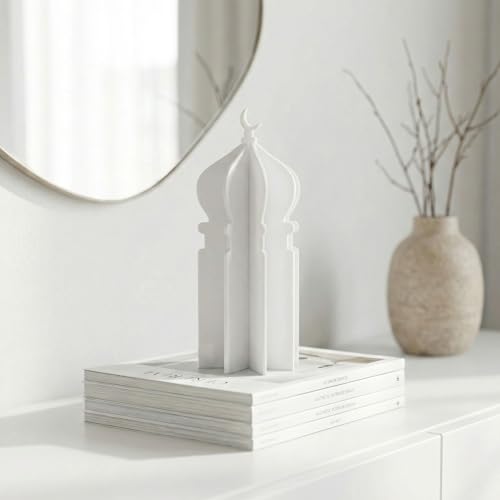 iwa concept Islamic Minaret Table Decor Statue, 3D Acrylic Mosque Sculpture, Modern Minimalist Interlocking Statue for Ramadan, Eid and Muslim Home - color: Clear, size: 3.1" x 7.8"