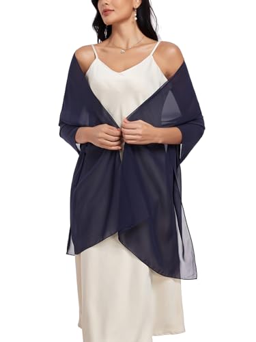 Shawls and Wraps Soft Chiffon Scarve Scarf For Evening Party Dresses Wedding Stole - color: Navy