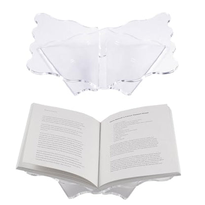 Clear Acrylic Book Holder, Wavy Edge Open Book Stand for Display and Reading Cookbook, Art Book, Bibles, Magazines (11” x 7” x 3.6”) - size: Small