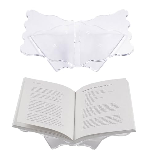 Clear Acrylic Book Holder, Wavy Edge Open Book Stand for Display and Reading Cookbook, Art Book, Bibles, Magazines (11” x 7” x 3.6”) - size: Small
