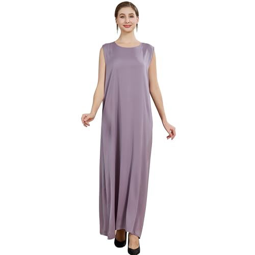 Islamic Abaya Dress for Women Muslim Maxi Abayas 2pcs Silky Fashion Dress Set Daily Kaftan Jilbab Outfit Women Eid Robe - color: Purplea, size: X-Large