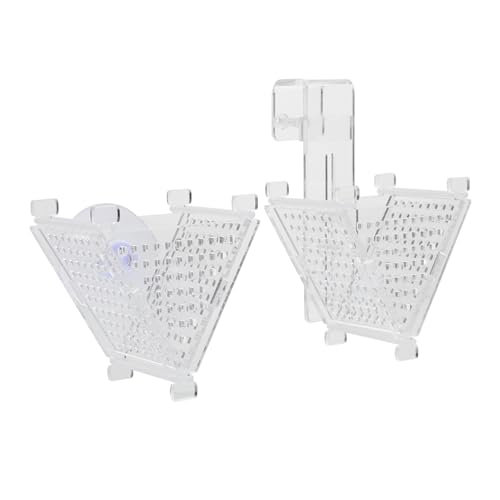 SUPVOX 2pcs Acrylic Fish Feeder Cups with Suction and Hook, Aquarium Feeding Tool for Chilled Bloodworms and Tubifex Worms, Fish Tank Food Holder for Aquarium Supplies
