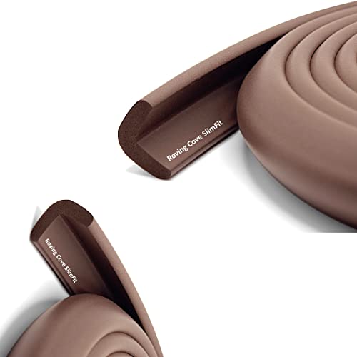 Roving Cove Slimfit Edge Protector for Baby Proofing (9ft Small Edge Only), Soft Rubber Foam Furniture Edge Bumper Guard, Desk Edge Cushion, 3M Adhesive, Coffee Brown - color: Coffee Brown, size: Small 9 Foot (Pack of 1)