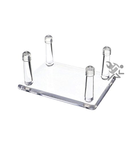 3.4" Four-Peg Display Stands Holder with Anti-Scratch Guards for Hunting Decoys, Minerals, & Fossils, 2 Pack
