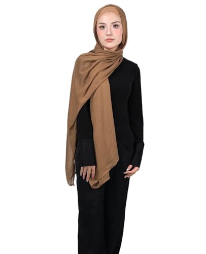 Modal Cotton Hijab Scarf for Women with Undercap Set - color: Brown