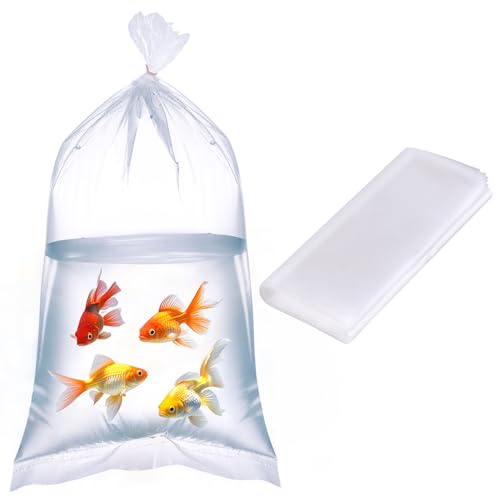 Aquarium Fish Bags, Clear Transportation Bag, Waterproof & Leak-proof Poly Shipping Bags for Storing and Transporting Live Fish (8" x 14" 50pcs) - size: 8" x 14" 50pcs